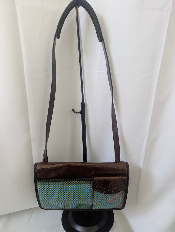 Miu Miu Fall/Winter 1999 Multi-Colored Holographic Brown Patent Leather Shoulder Bag - Rare