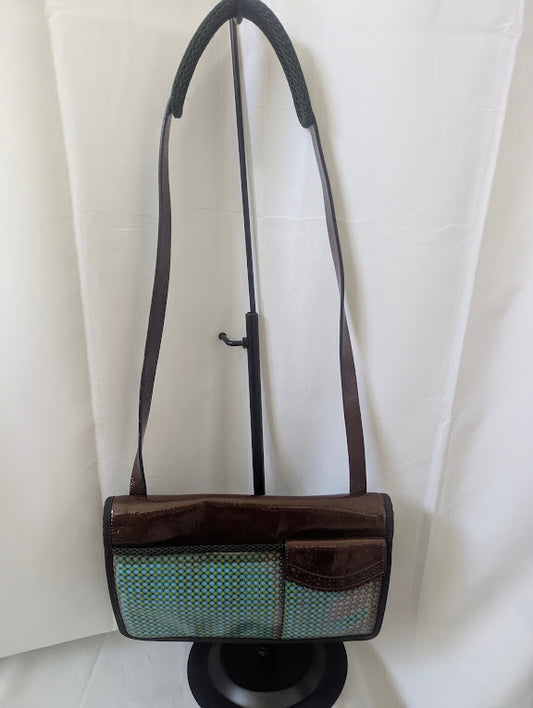 Miu Miu Fall/Winter 1999 Multi-Colored Holographic Brown Patent Leather Shoulder Bag - Rare