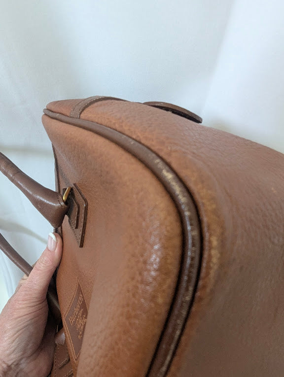 Burberry Vintage Caramel Brown Leather Boston Handbag