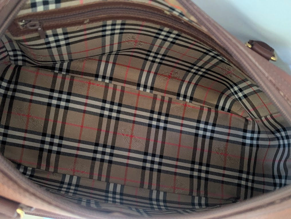 Burberry Vintage Caramel Brown Leather Boston Handbag