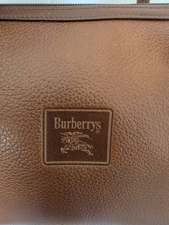 Burberry Vintage Caramel Brown Leather Boston Handbag