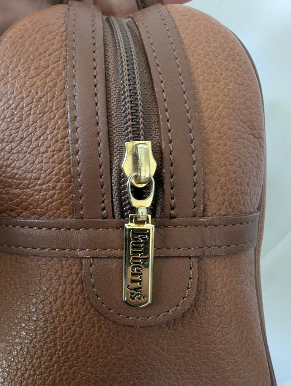 Burberry Vintage Caramel Brown Leather Boston Handbag