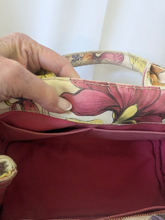 Prada Beige Floral Canapa with Crossbody Strap