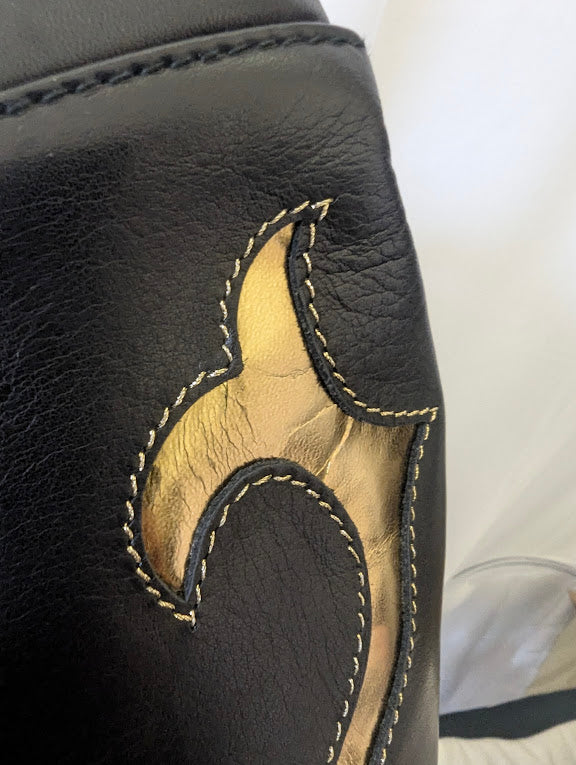 Bally Black and Gold Leather Handbag