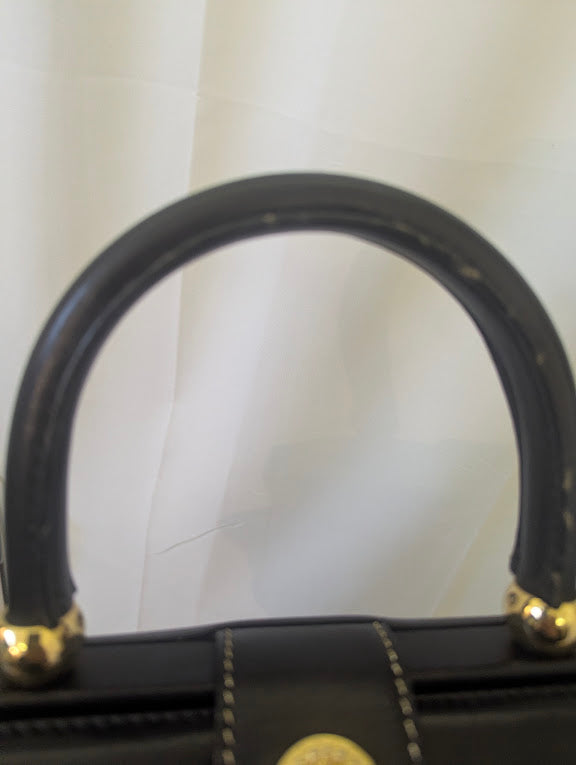 Bally Black and Gold Leather Handbag