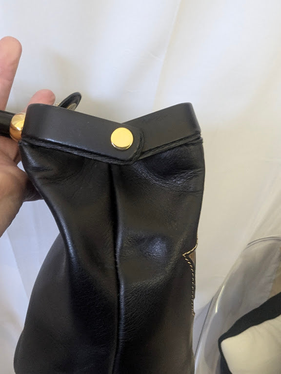 Bally Black and Gold Leather Handbag