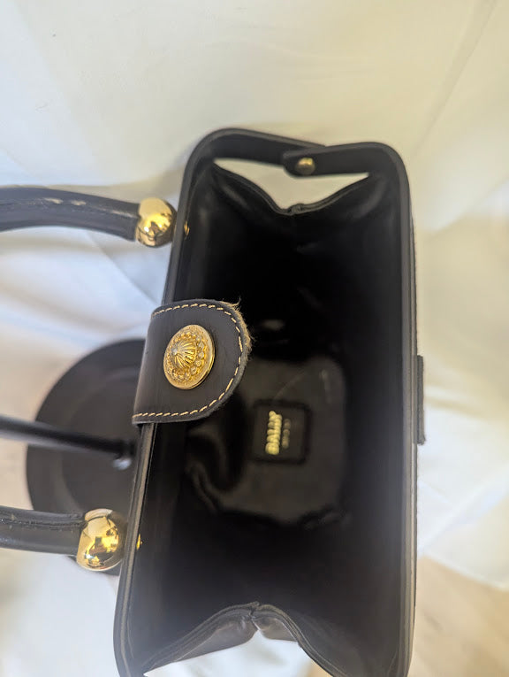 Bally Black and Gold Leather Handbag