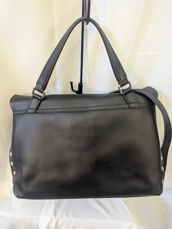 Zanellato Black Leather Handbag with Cross Body Strap