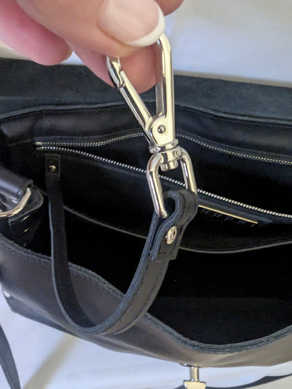 Zanellato Black Leather Handbag with Cross Body Strap