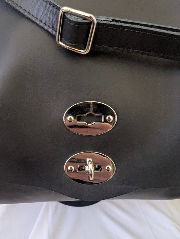 Zanellato Black Leather Handbag with Cross Body Strap