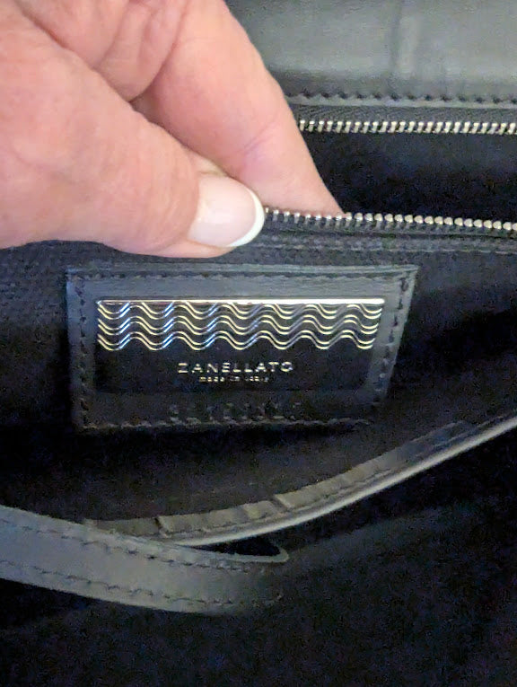 Zanellato Black Leather Handbag with Cross Body Strap