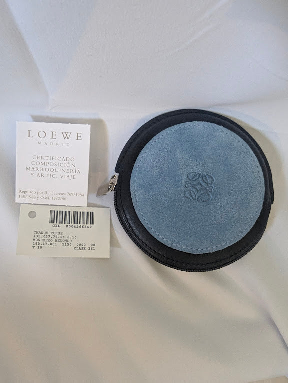 Loewe Blue Suede Round Coin Case