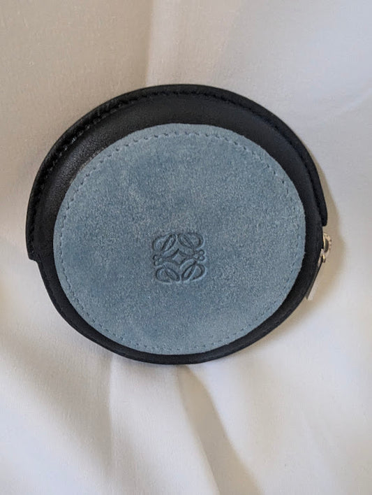 Loewe Blue Suede Round Coin Case