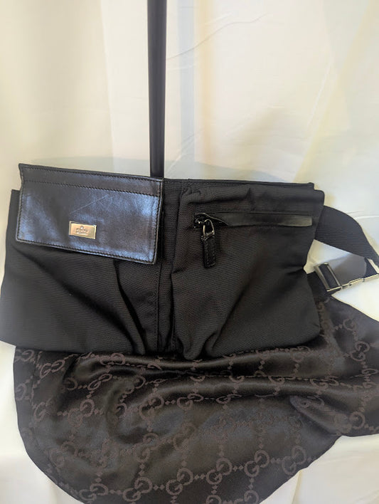 Gucci Black Canvas Waist Sling Bag
