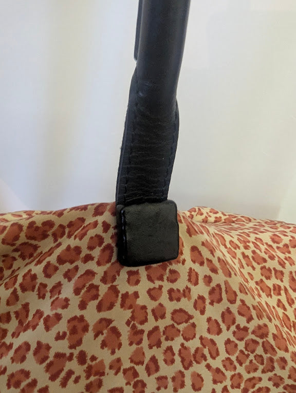 Bottega Venetta Vintage Red Leopard Print Canvas Handbag