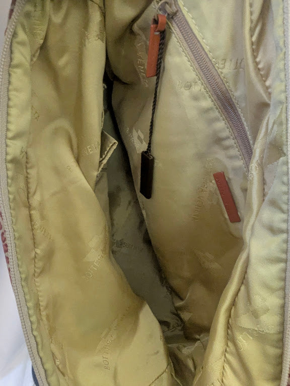 Bottega Venetta Vintage Red Leopard Print Canvas Handbag