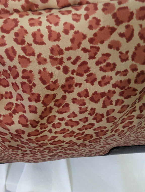 Bottega Venetta Vintage Red Leopard Print Canvas Handbag