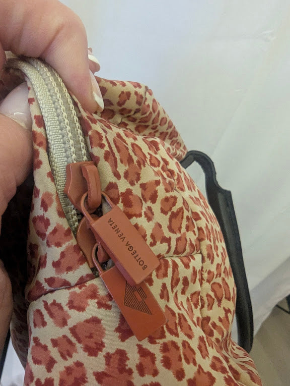 Bottega Venetta Vintage Red Leopard Print Canvas Handbag