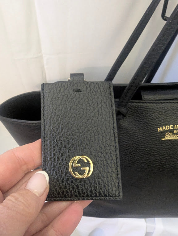 Gucci Black Leather Swing Tote