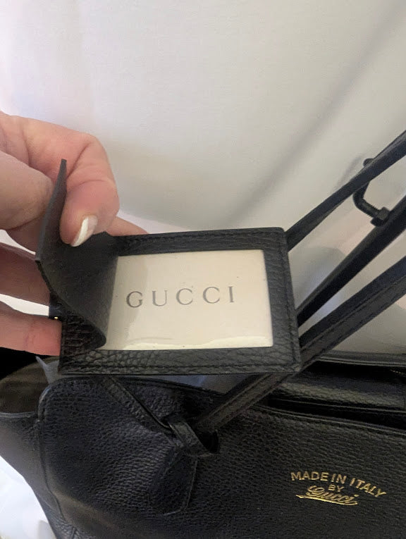 Gucci Black Leather Swing Tote