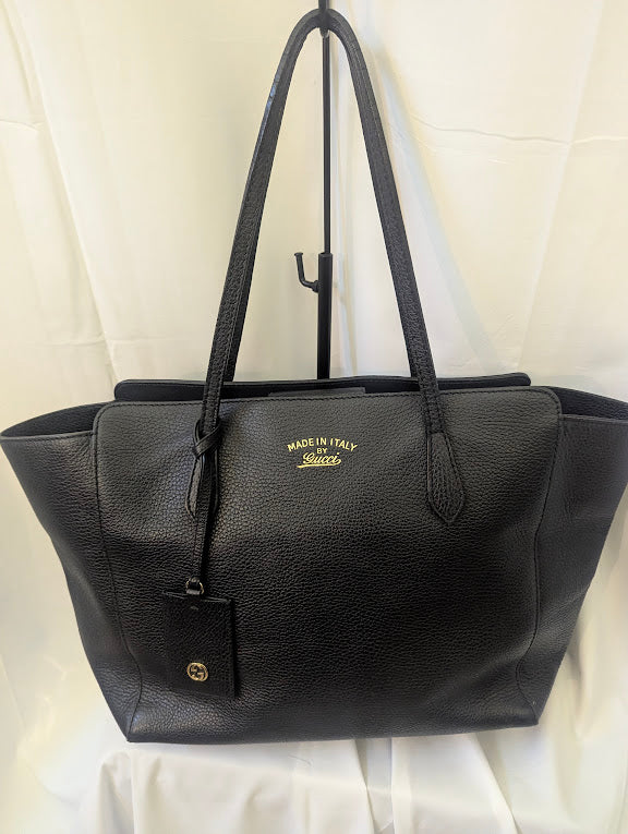 Gucci Black Leather Swing Tote