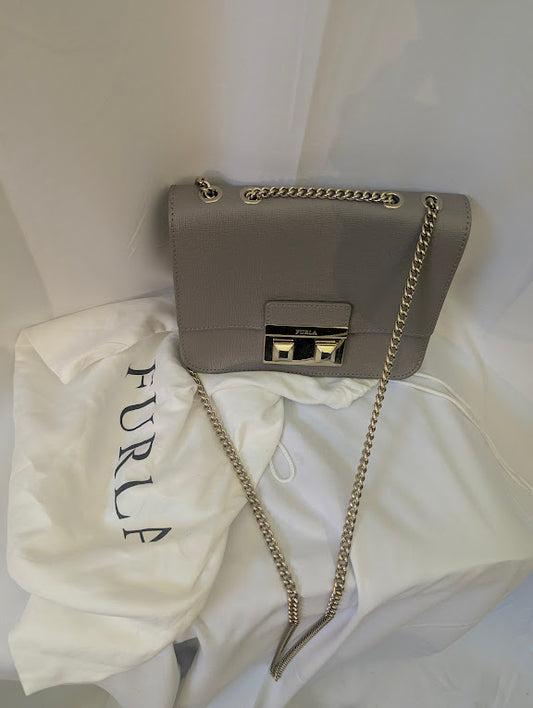 Furla Gray/Taupe with Gold Hardware Mini Shoulder/Crossbody