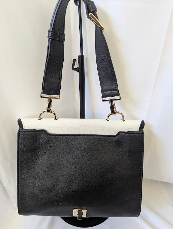 Furla Scoop White/Black Leather Reversible Handbag