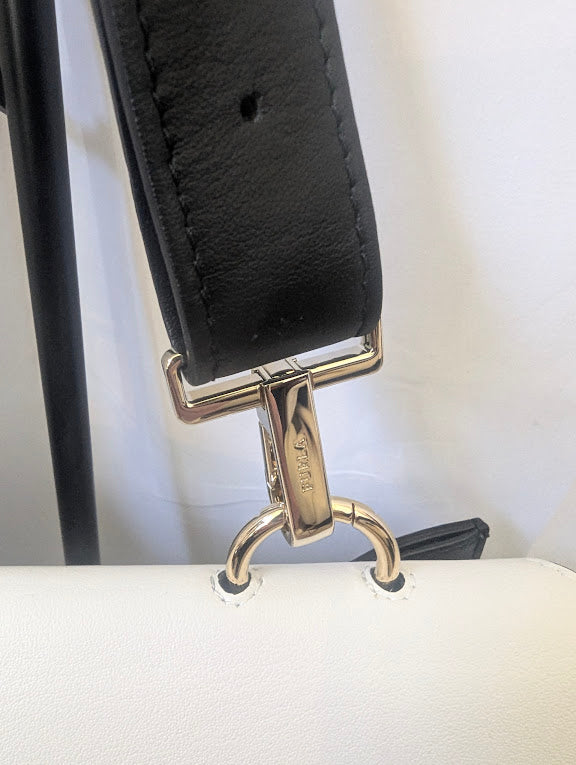Furla Scoop White/Black Leather Reversible Handbag