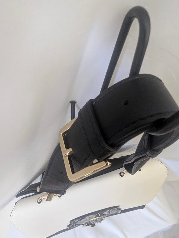 Furla Scoop White/Black Leather Reversible Handbag