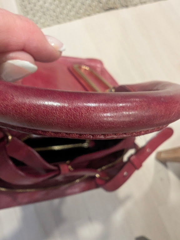 Chloe Dark Pink Leather Gold Hardware Handbag with Crossbody Strap