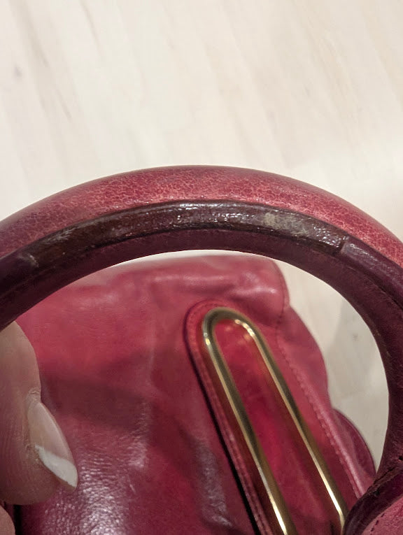 Chloe Dark Pink Leather Gold Hardware Handbag with Crossbody Strap