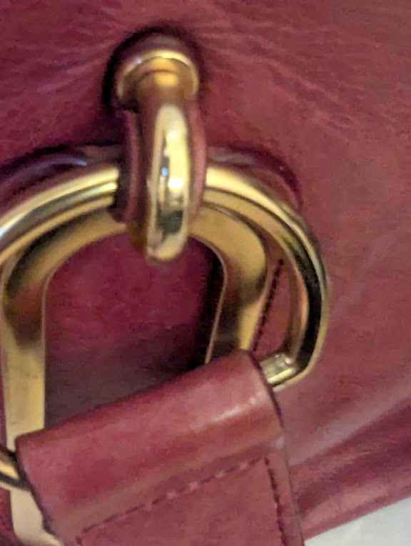Chloe Dark Pink Leather Gold Hardware Handbag with Crossbody Strap
