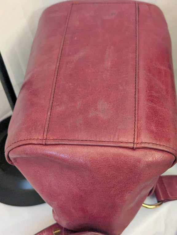 Chloe Dark Pink Leather Gold Hardware Handbag with Crossbody Strap