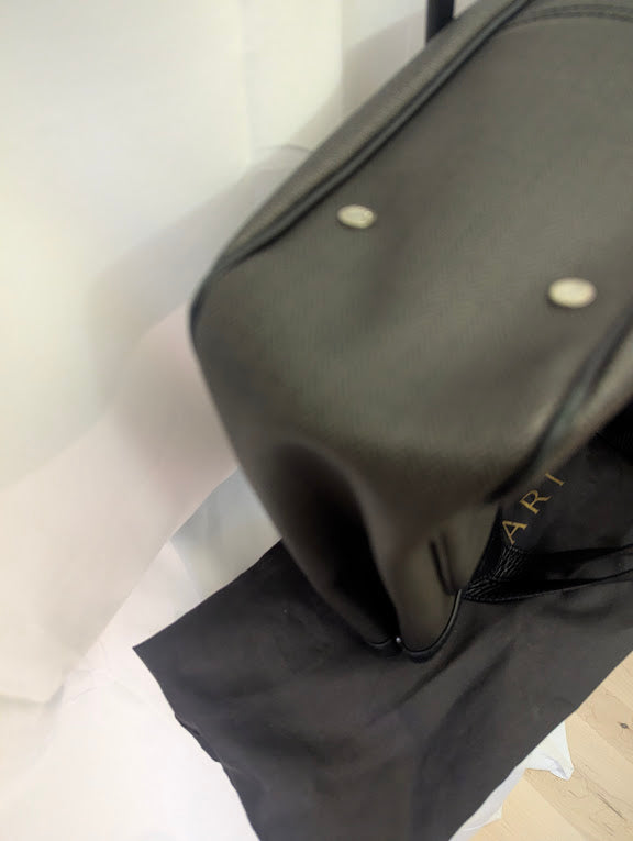 Bvlgari Gray Coated Canvas with Black Leather Trim and Weekender Tote