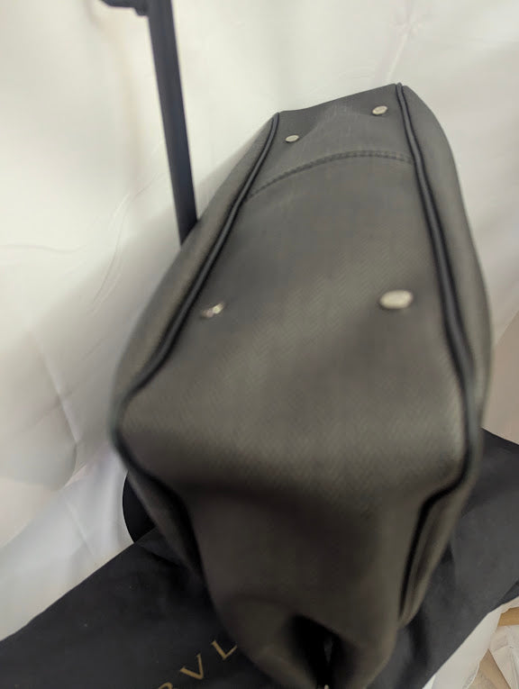 Bvlgari Gray Coated Canvas with Black Leather Trim and Weekender Tote