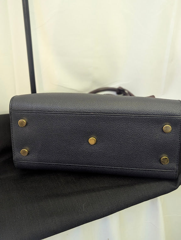 YSL Navy Burgundy Dark Green Handbag with Removable Crossbody Strap