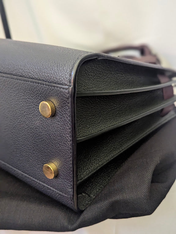 YSL Navy Burgundy Dark Green Handbag with Removable Crossbody Strap