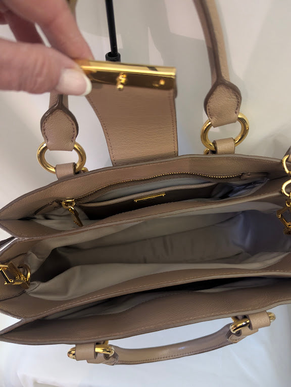 Miu Miu Madras Beige Leather Two - Way Handbag