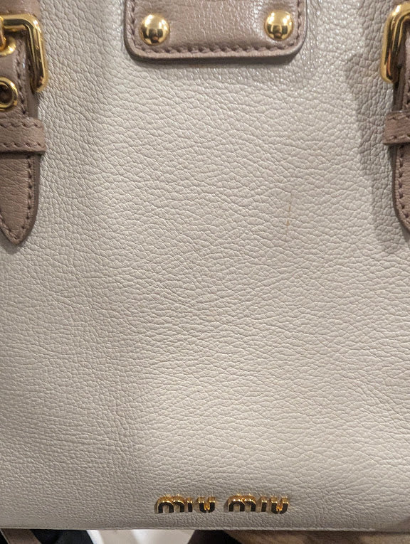 Miu Miu Madras Beige Leather Two - Way Handbag