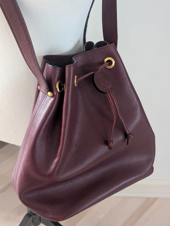 Cartier Bordeaux Leather Bucket Bag
