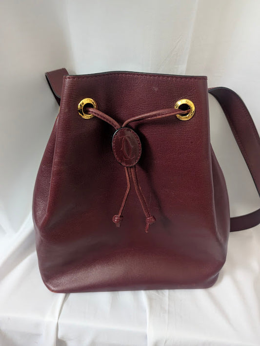Cartier Bordeaux Leather Bucket Bag