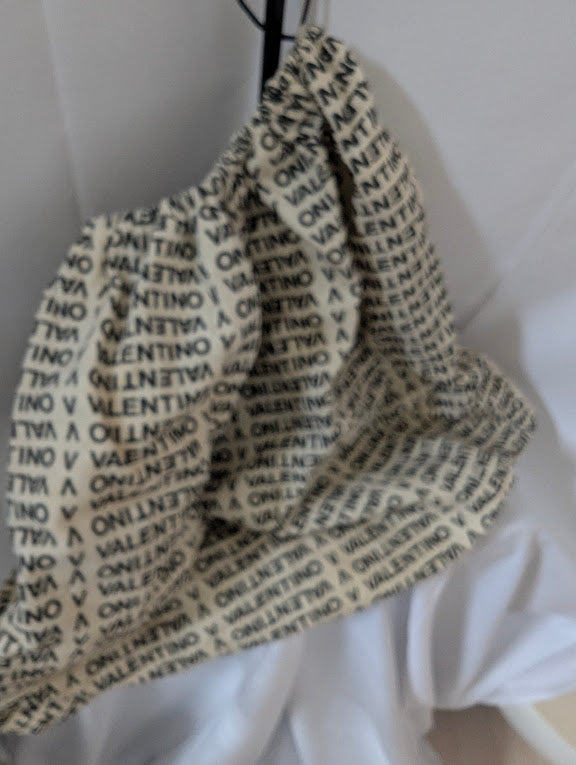 Valentino Vintage Embossed Black Leather Shoulder Tote Bag