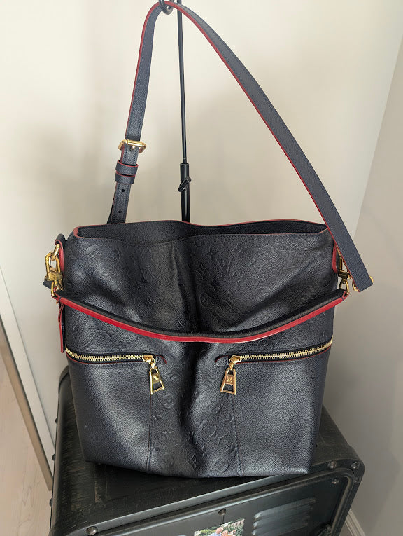Louis Vuitton Melie Empreinte Hobo Shoulder Bag Navy and Red (2018)