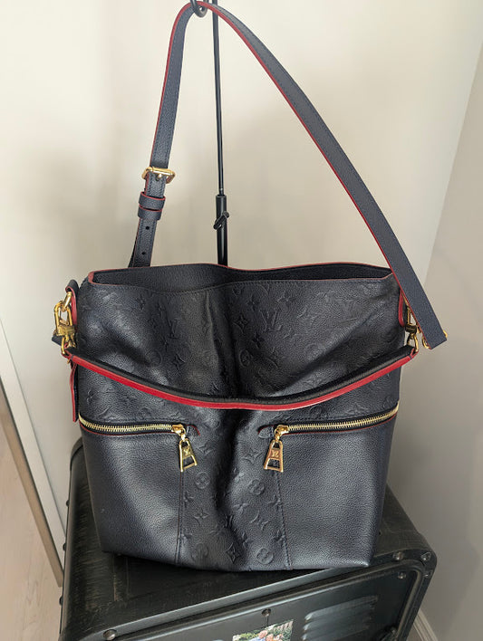 Louis Vuitton Melie Empreinte Hobo Shoulder Bag Navy and Red (2018)