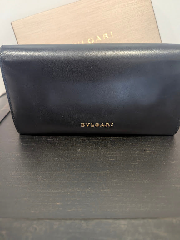 Bvlgari Calfskin Serpenti Forever Star Black Red Wallet in Box