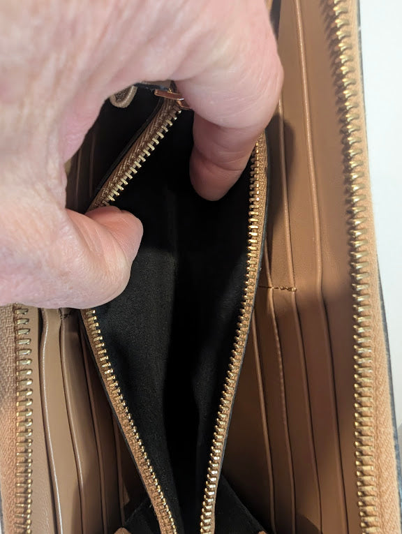 Versace La Medusa Long Tan Calfskin Zip Around Waller in Box