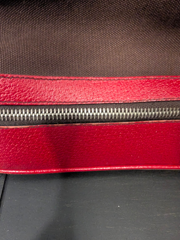 Prada Vintage Red/Brown Canvas and Leather Frame Doctor's Bag