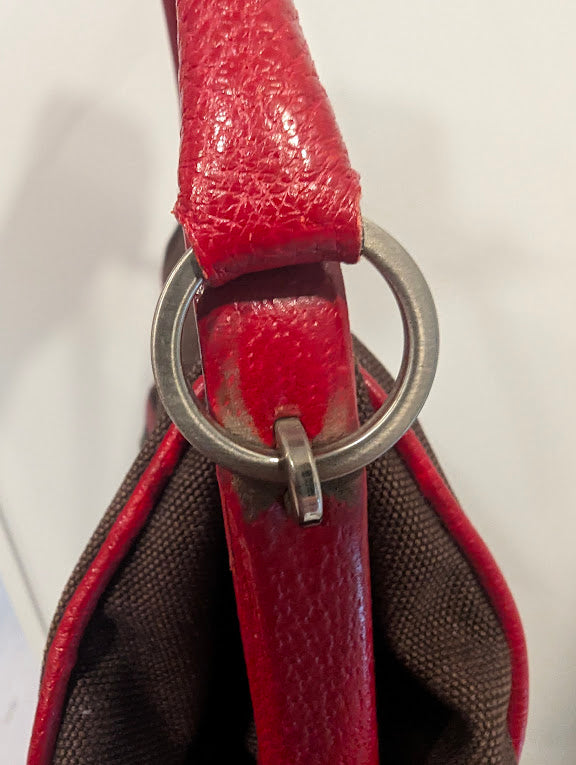Prada Vintage Red/Brown Canvas and Leather Frame Doctor's Bag