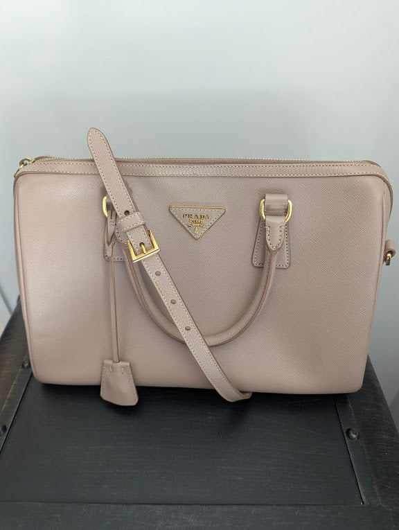 Prada Saffiano Mocha Beige Galleria Shoulder Bag