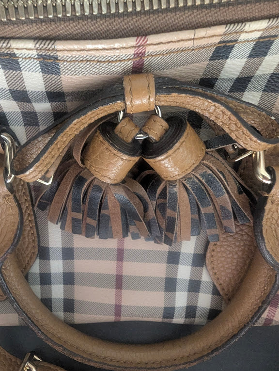 Burberry Small Haymarket Check Coated Canvas Animal Print Blaze Satchel